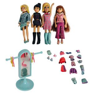 Vtg Polly Pocket Dolls Colors of the Rainbow Black Outfit Shoes Mirror 36 Pc P4